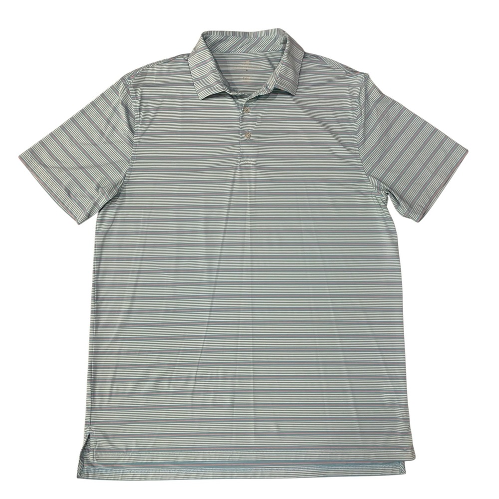 Southern Tide brrr Polo Shirt Men's Large Blue Pink Stripe Performance‎ Golf
